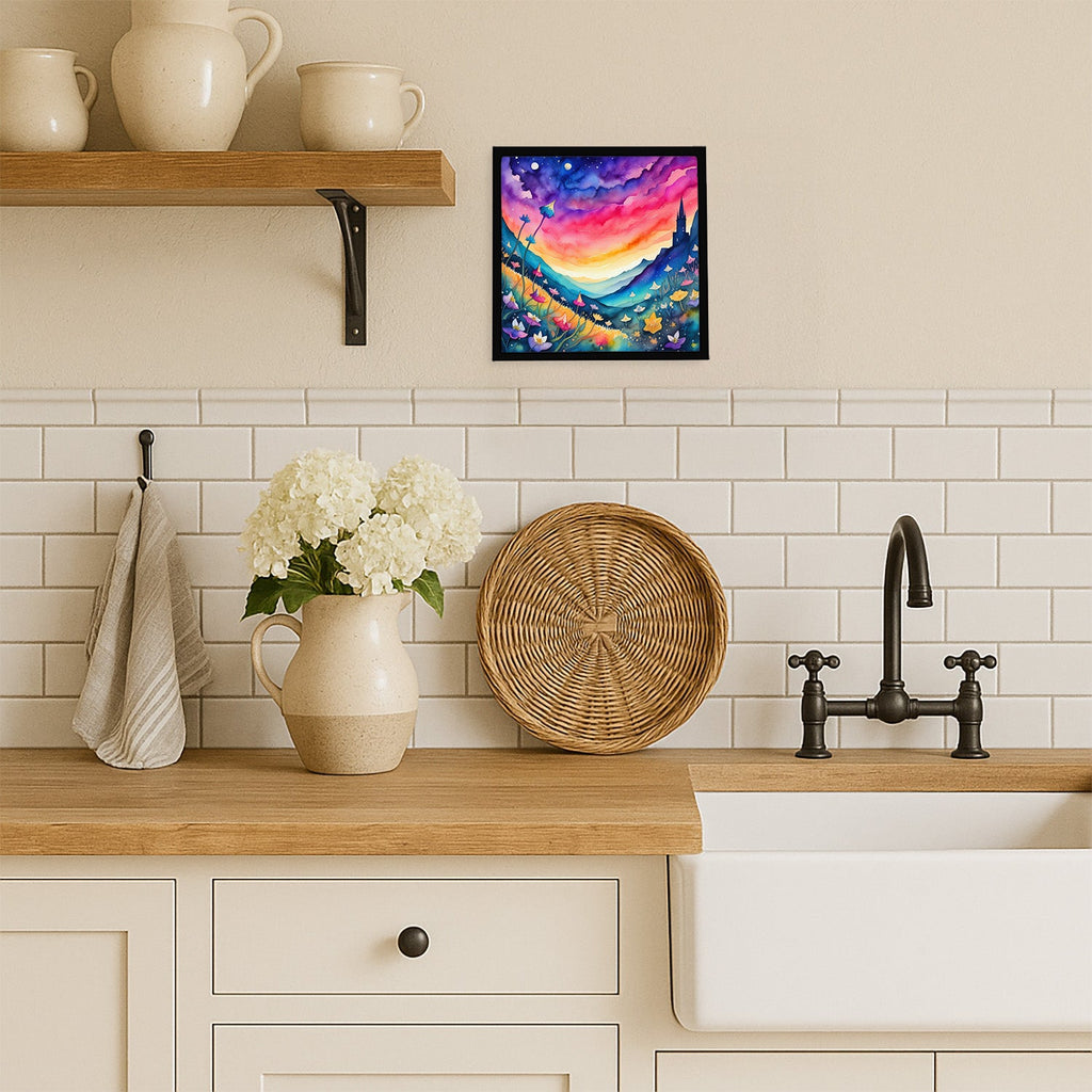 Colorful Campanula Framed Metal Print Bathroom, Kitchen, Office, Home Decor Wall Art Ready to Hang, Square, 8X8