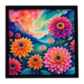 Colorful Dahlias Framed Metal Print Bathroom, Kitchen, Office, Home Decor Wall Art Ready to Hang, Square, 8X8