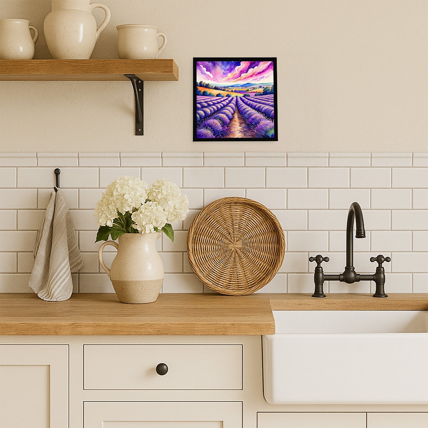 Colorful English Lavender Framed Metal Print Bathroom, Kitchen, Office, Home Decor Wall Art Ready to Hang, Square, 8X8