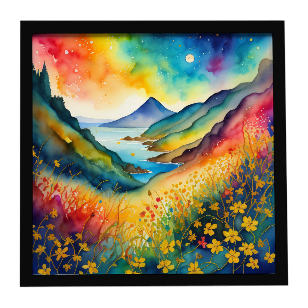 Colorful Hypericum or St. John’s Wort Framed Metal Print Bathroom, Kitchen, Office, Home Decor Wall Art Ready to Hang, Square, 8X8