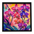 Colorful Orchids Framed Metal Print Bathroom, Kitchen, Office, Home Decor Wall Art Ready to Hang, Square, 8X8