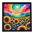 Colorful Sunflowers Framed Metal Print Bathroom, Kitchen, Office, Home Decor Wall Art Ready to Hang, Square, 8X8