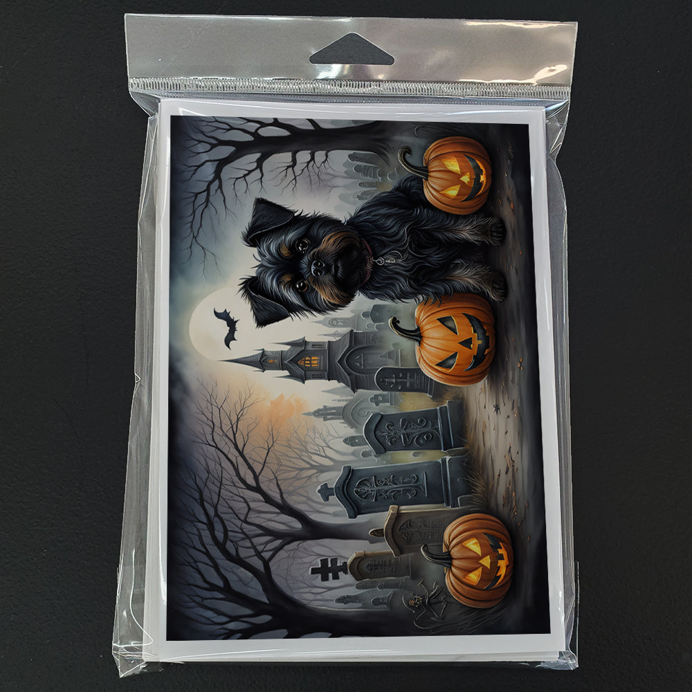 Affenpinscher Spooky Halloween Greeting Cards Pack of 8 Blank Cards with Envelopes Whimsical A7 Size 5x7