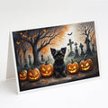 Affenpinscher Spooky Halloween Greeting Cards Pack of 8 Blank Cards with Envelopes Whimsical A7 Size 5x7