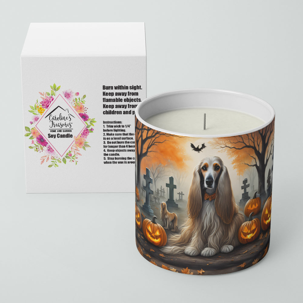 Afghan Hound Spooky Halloween Decorative Soy Candle Nature Soy Wax Essential Oil Home Decor Ideal for Bedroom Kitchen Bath Office Gift, 10 oz