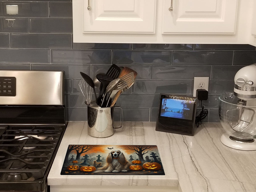 Afghan Hound Spooky Halloween Cutting Board Tempered Glass Kitchen Cutting Surface, Heat Resistant Chopping, Non-Slip Feet, Food Prep & Serving