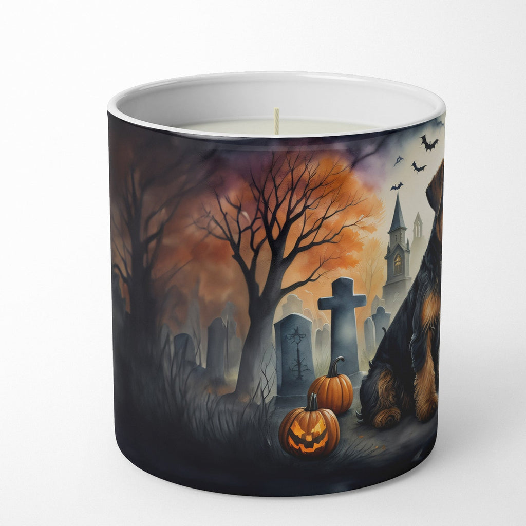 Airedale Terrier Spooky Halloween Decorative Soy Candle Nature Soy Wax Essential Oil Home Decor Ideal for Bedroom Kitchen Bath Office Gift, 10 oz