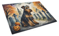 Airedale Terrier Spooky Halloween Cutting Board Tempered Glass Kitchen Cutting Surface, Heat Resistant Chopping, Non-Slip Feet, Food Prep & Serving