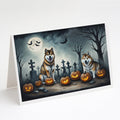Akita Spooky Halloween Greeting Cards Pack of 8 Blank Cards with Envelopes Whimsical A7 Size 5x7