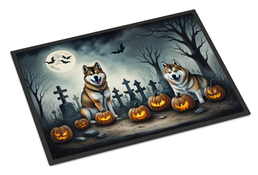 Akita Spooky Halloween Doormat Indoor Outdoor 18H X 27W Front Door Mat Rugs for Entryway, Non Slip Washable
