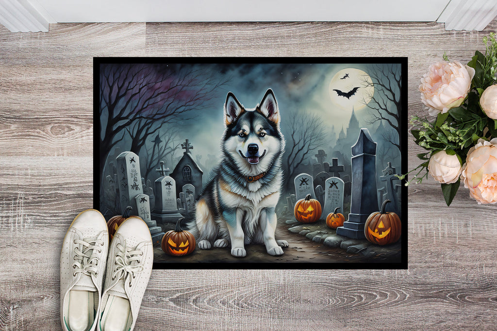 Alaskan Malamute Spooky Halloween Doormat Indoor Outdoor 24H X 36W Front Door Mat Rugs for Entryway, Non Slip Washable Low Pile,