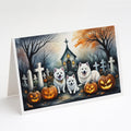 American Eskimo Spooky Halloween Greeting Cards Pack of 8 Blank Cards with Envelopes Whimsical A7 Size 5x7