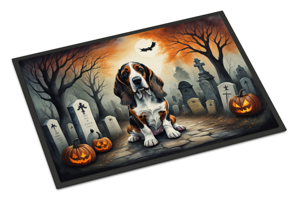 Basset Hound Spooky Halloween Doormat Indoor Outdoor 24H X 36W Front Door Mat Rugs for Entryway, Non Slip Washable Low Pile,