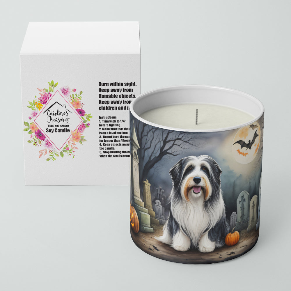 Bearded Collie Spooky Halloween Decorative Soy Candle Nature Soy Wax Essential Oil Home Decor Ideal for Bedroom Kitchen Bath Office Gift, 10 oz