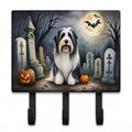 Bearded Collie Spooky Halloween Leash or Key Holder Wall Hooks, Coat Rack Wall Mount, for Hanging Keys, Towels, Aprons, Leashes