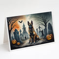 Belgian Malinois Spooky Halloween Greeting Cards Pack of 8 Blank Cards with Envelopes Whimsical A7 Size 5x7