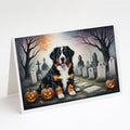 Bernese Mountain Dog Spooky Halloween Greeting Cards Pack of 8 Blank Cards with Envelopes Whimsical A7 Size 5x7