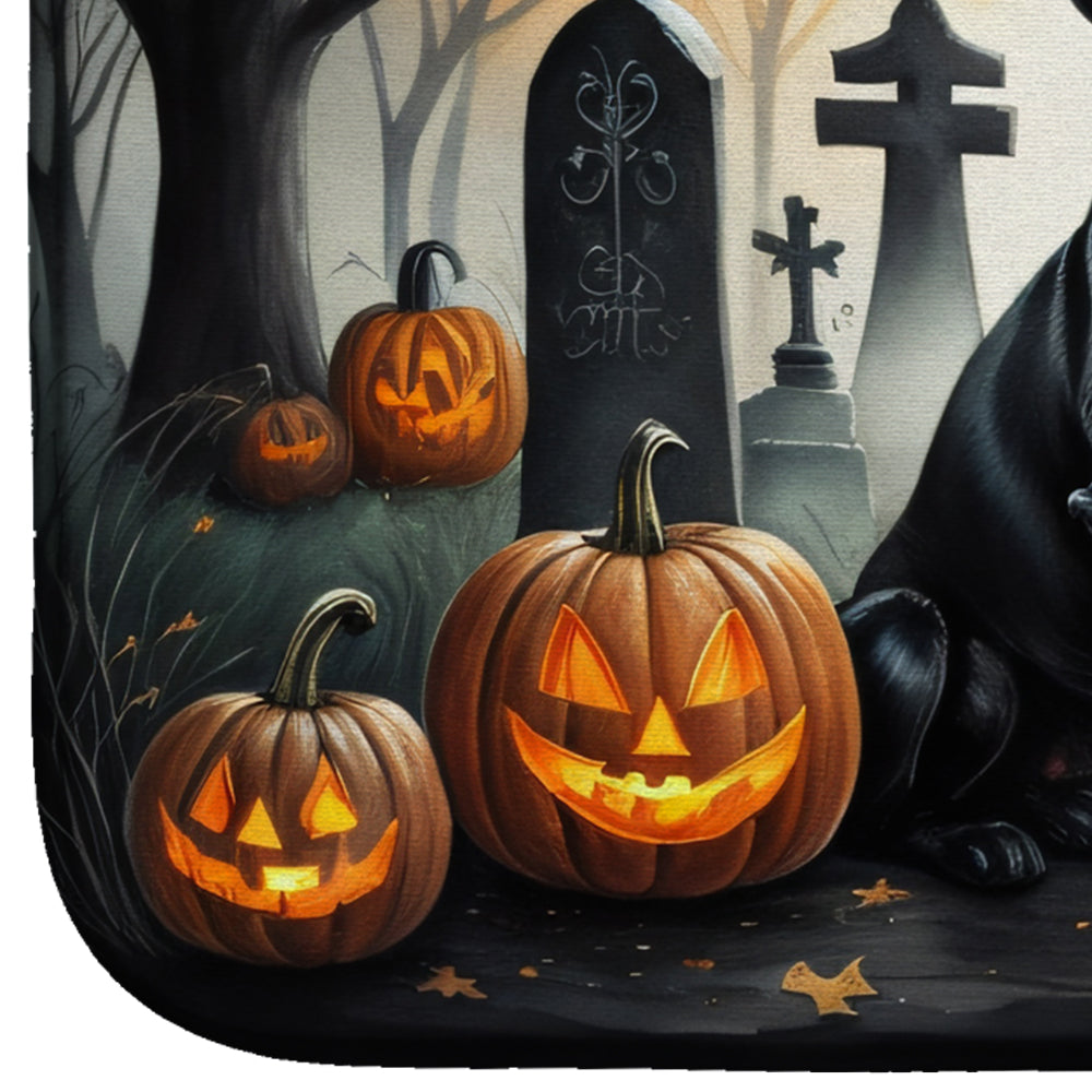 Black Labrador Retriever Spooky Halloween Dish Drying Mat Absorbent Dish Drying Mat Pad for Kitchen Counter Dish Drainer Mat for Countertop, 14 x 21", Multicolor