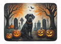 Black Labrador Retriever Spooky Halloween Memory Foam Kitchen Mat Machine Washable Anti-Fatigue Cushion Comfort Bath or Kitchen Rug