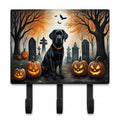 Black Labrador Retriever Spooky Halloween Leash or Key Holder Wall Hooks, Coat Rack Wall Mount, for Hanging Keys, Towels, Aprons, Leashes