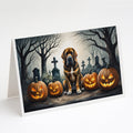 Bloodhound Spooky Halloween Greeting Cards Pack of 8 Blank Cards with Envelopes Whimsical A7 Size 5x7