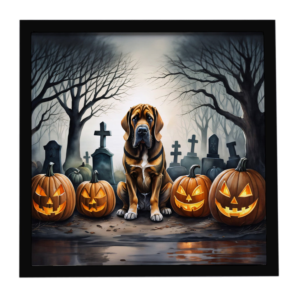 Bloodhound Spooky Halloween Framed Metal Print Bathroom, Kitchen, Office, Home Decor Wall Art Ready to Hang, Square, 8X8