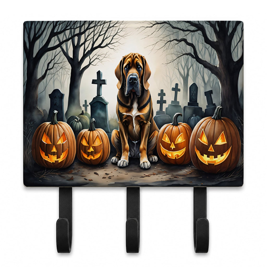 Bloodhound Spooky Halloween Leash or Key Holder Wall Hooks, Coat Rack Wall Mount, for Hanging Keys, Towels, Aprons, Leashes