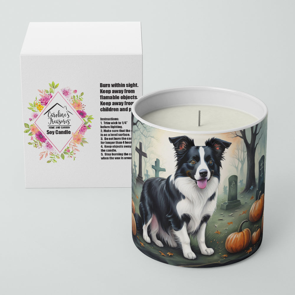 Border Collie Spooky Halloween Decorative Soy Candle Nature Soy Wax Essential Oil Home Decor Ideal for Bedroom Kitchen Bath Office Gift, 10 oz