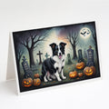 Border Collie Spooky Halloween Greeting Cards Pack of 8 Blank Cards with Envelopes Whimsical A7 Size 5x7