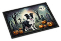 Border Collie Spooky Halloween Doormat Indoor Outdoor 18H X 27W Front Door Mat Rugs for Entryway, Non Slip Washable