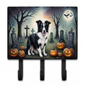 Border Collie Spooky Halloween Leash or Key Holder Wall Hooks, Coat Rack Wall Mount, for Hanging Keys, Towels, Aprons, Leashes