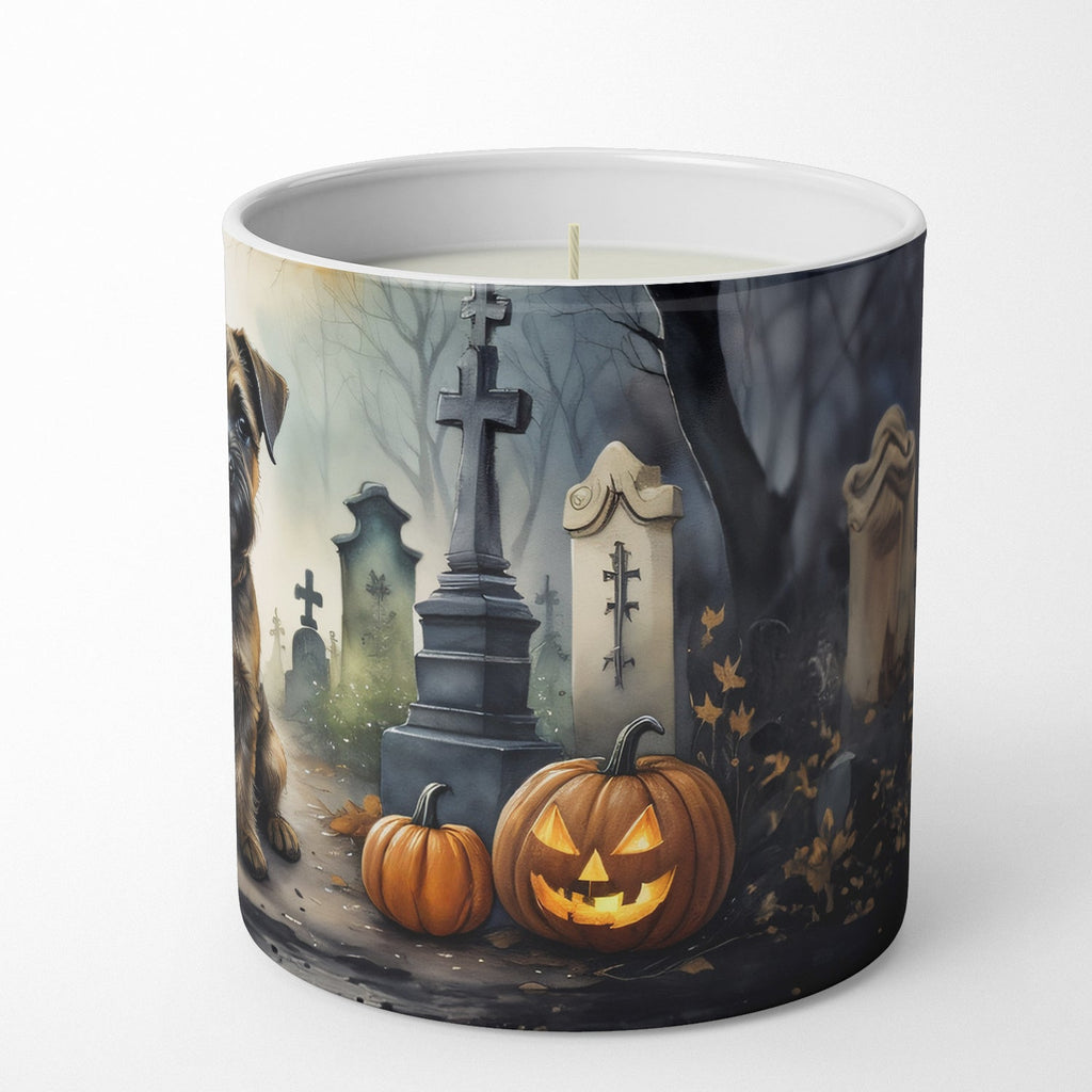 Border Terrier Spooky Halloween Decorative Soy Candle Nature Soy Wax Essential Oil Home Decor Ideal for Bedroom Kitchen Bath Office Gift, 10 oz