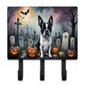 Boston Terrier Spooky Halloween Leash or Key Holder Wall Hooks, Coat Rack Wall Mount, for Hanging Keys, Towels, Aprons, Leashes