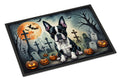 Boston Terrier Spooky Halloween Doormat Indoor Outdoor 18H X 27W Front Door Mat Rugs for Entryway, Non Slip Washable