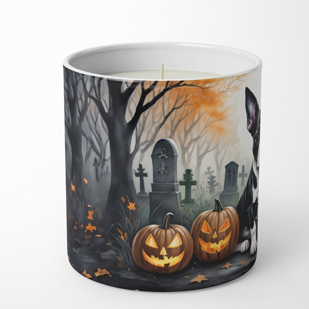 Boston Terrier Spooky Halloween Decorative Soy Candle Nature Soy Wax Essential Oil Home Decor Ideal for Bedroom Kitchen Bath Office Gift, 10 oz