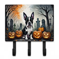 Boston Terrier Spooky Halloween Leash or Key Holder Wall Hooks, Coat Rack Wall Mount, for Hanging Keys, Towels, Aprons, Leashes