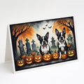Boston Terrier Spooky Halloween Greeting Cards Pack of 8 Blank Cards with Envelopes Whimsical A7 Size 5x7