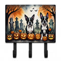 Boston Terrier Spooky Halloween Leash or Key Holder Wall Hooks, Coat Rack Wall Mount, for Hanging Keys, Towels, Aprons, Leashes