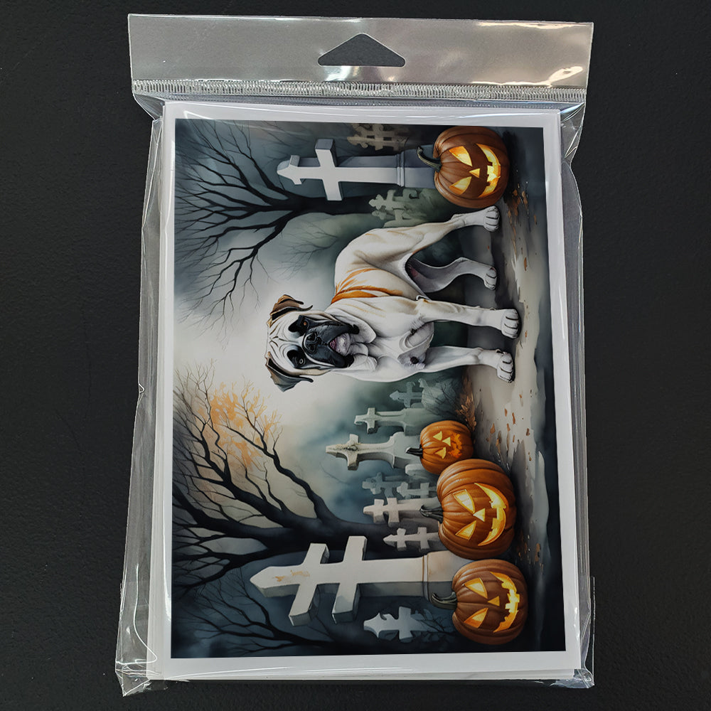 Boxer Spooky Halloween Greeting Cards Pack of 8 Blank Cards with Envelopes Whimsical A7 Size 5x7