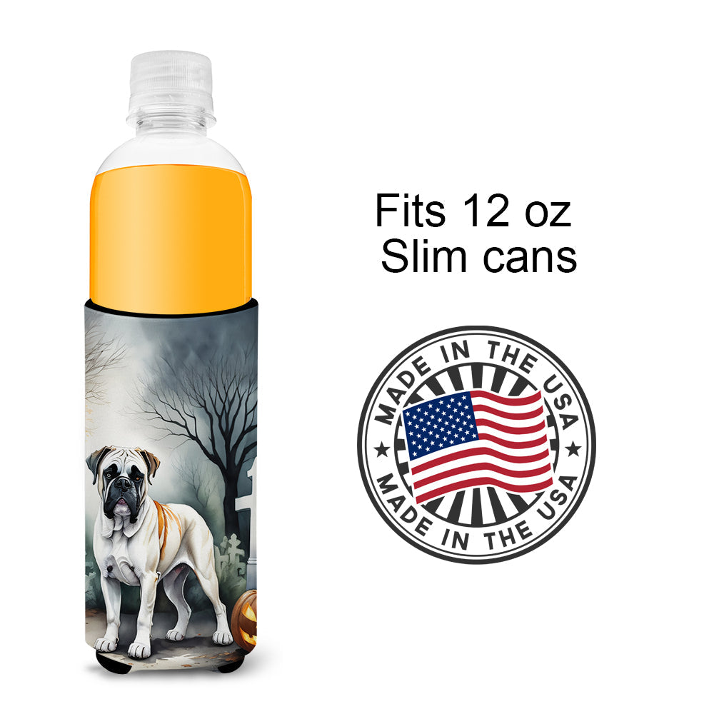 Boxer Spooky Halloween Slim Can Hugger , Insulated Foam Hugger for 12 oz Slim Cans, Beer Bottles & Water Bottles, Printed in USA