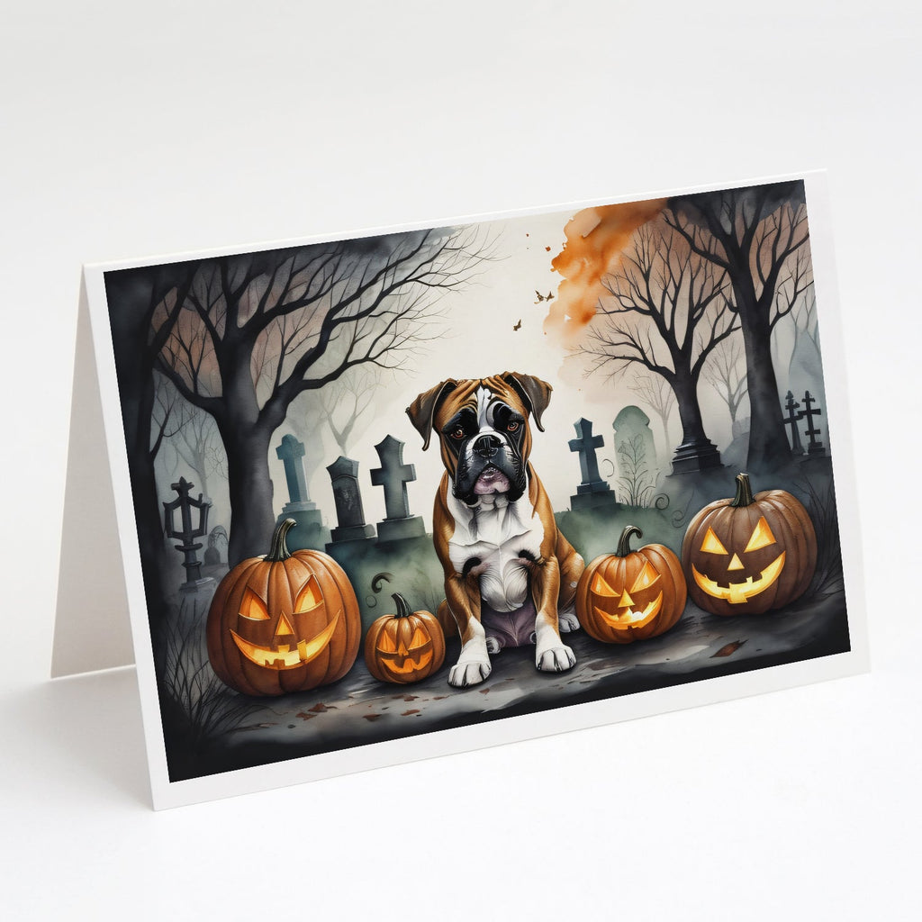 Boxer Spooky Halloween Greeting Cards Pack of 8 Blank Cards with Envelopes Whimsical A7 Size 5x7