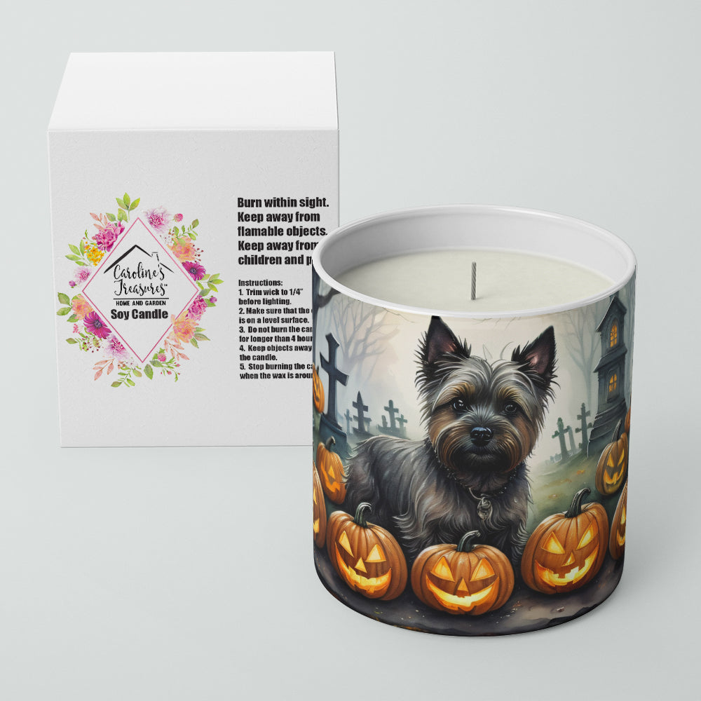 Cairn Terrier Spooky Halloween Decorative Soy Candle Nature Soy Wax Essential Oil Home Decor Ideal for Bedroom Kitchen Bath Office Gift, 10 oz