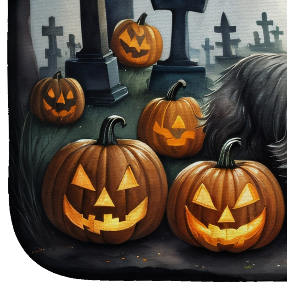 Cairn Terrier Spooky Halloween Dish Drying Mat Absorbent Dish Drying Mat Pad for Kitchen Counter Dish Drainer Mat for Countertop, 14 x 21", Multicolor