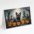 Cairn Terrier Spooky Halloween Greeting Cards Pack of 8 Blank Cards with Envelopes Whimsical A7 Size 5x7