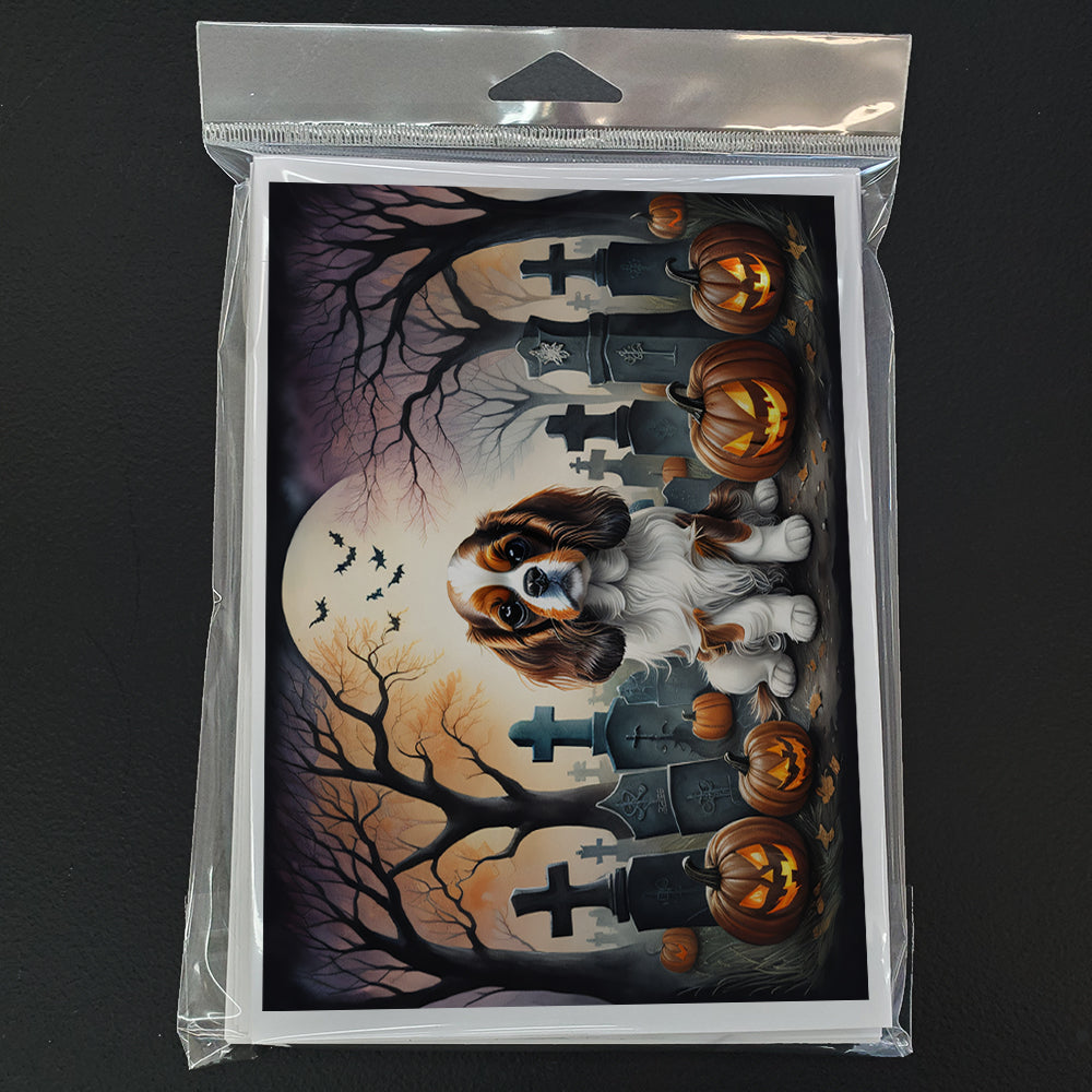 Cavalier Spaniel Spooky Halloween Greeting Cards Pack of 8 Blank Cards with Envelopes Whimsical A7 Size 5x7