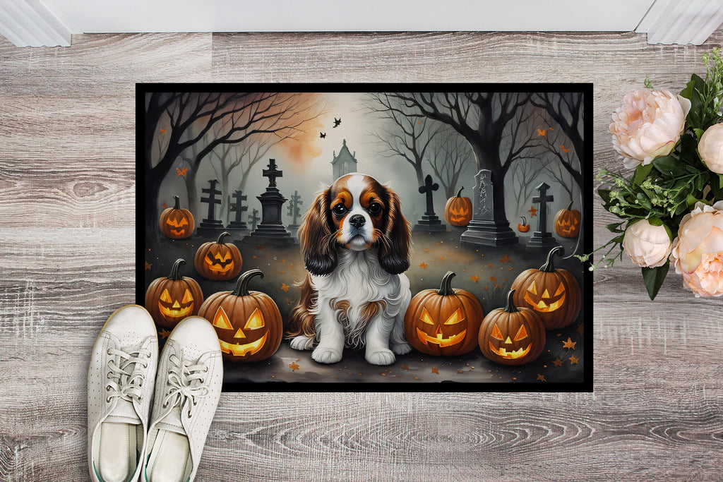 Cavalier Spaniel Spooky Halloween Doormat Indoor Outdoor 24H X 36W Front Door Mat Rugs for Entryway, Non Slip Washable Low Pile,