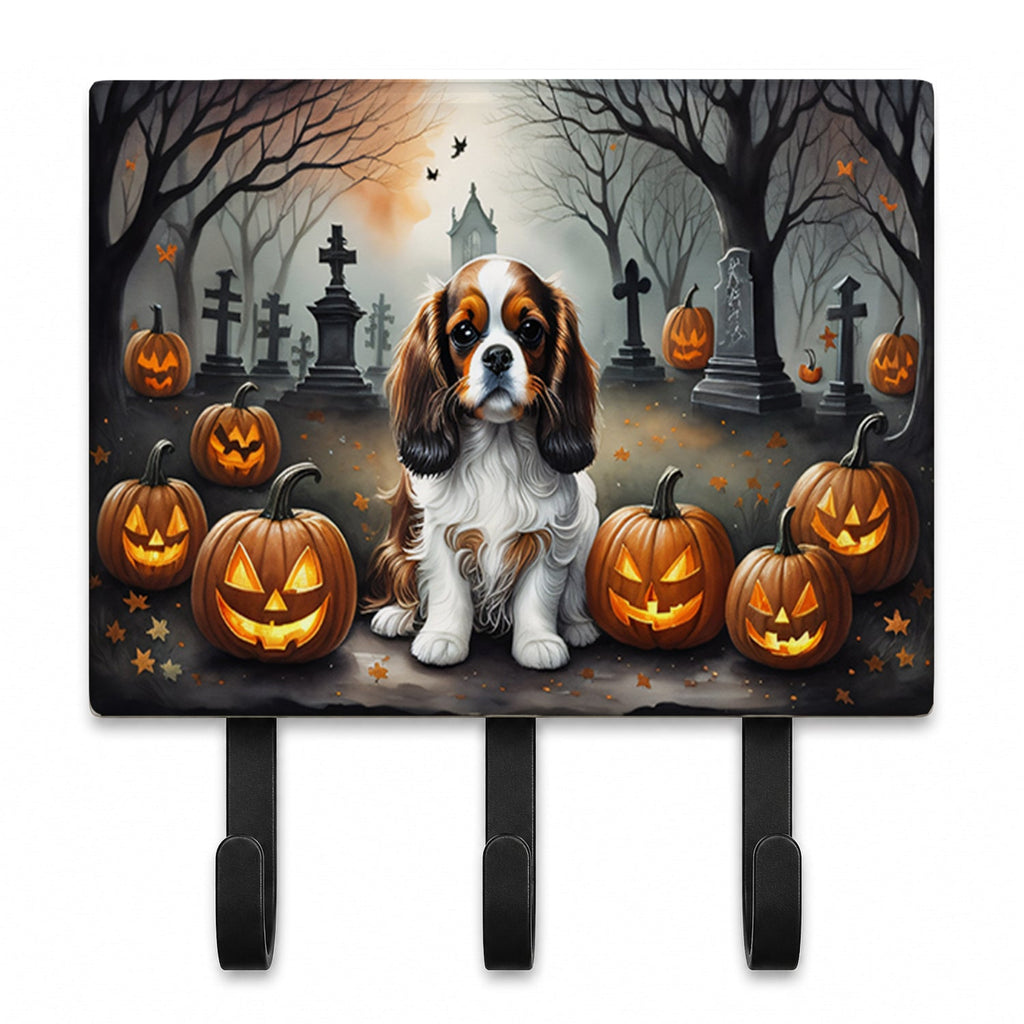 Cavalier Spaniel Spooky Halloween Leash or Key Holder Wall Hooks, Coat Rack Wall Mount, for Hanging Keys, Towels, Aprons, Leashes
