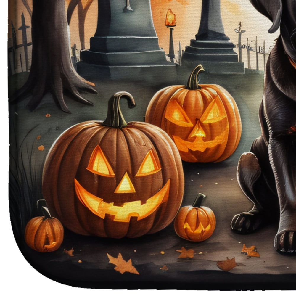 Chocolate Labrador Retriever Spooky Halloween Dish Drying Mat Absorbent Dish Drying Mat Pad for Kitchen Counter Dish Drainer Mat for Countertop, 14 x 21", Multicolor