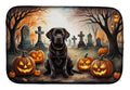 Chocolate Labrador Retriever Spooky Halloween Dish Drying Mat Absorbent Dish Drying Mat Pad for Kitchen Counter Dish Drainer Mat for Countertop, 14 x 21", Multicolor