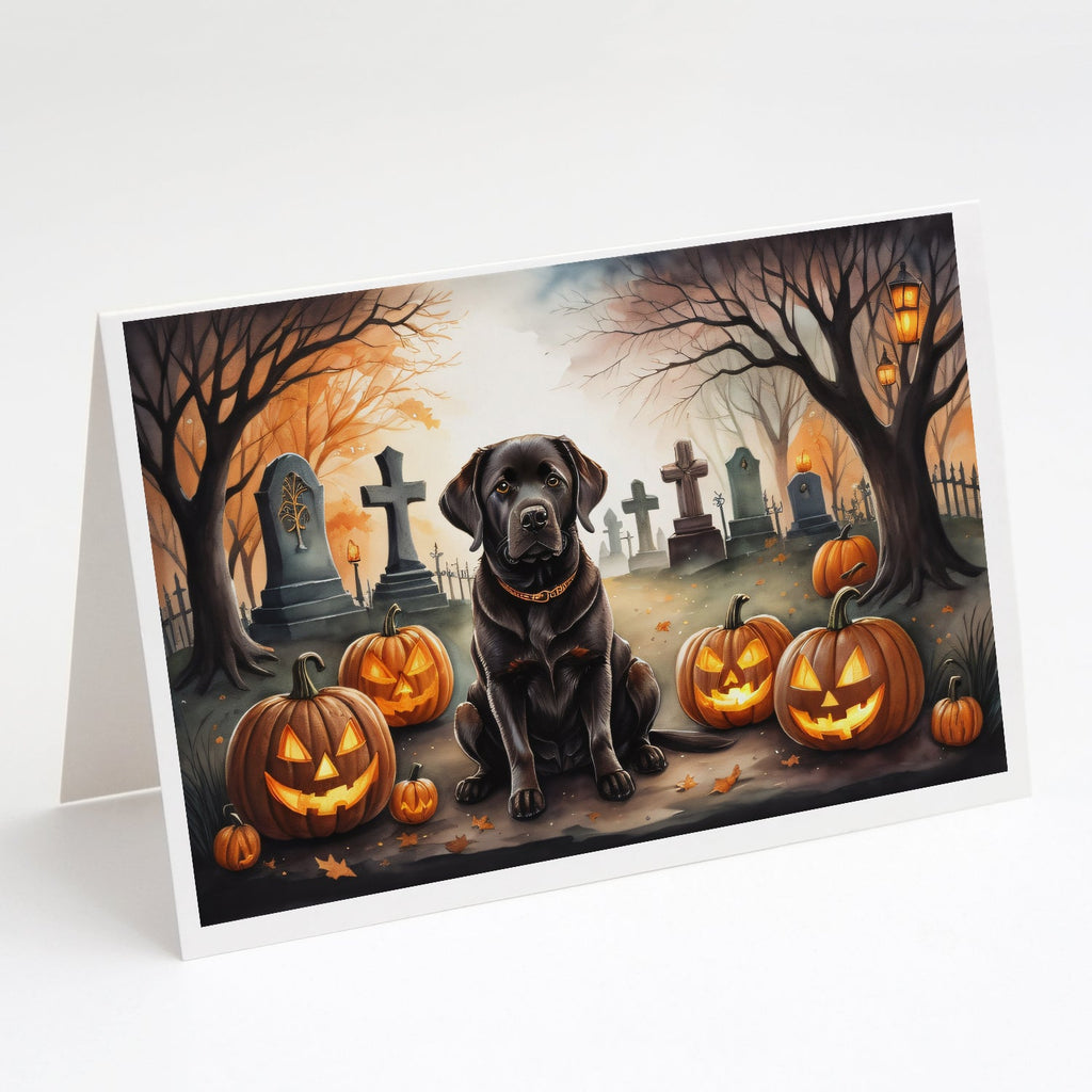 Chocolate Labrador Retriever Spooky Halloween Greeting Cards Pack of 8 Blank Cards with Envelopes Whimsical A7 Size 5x7